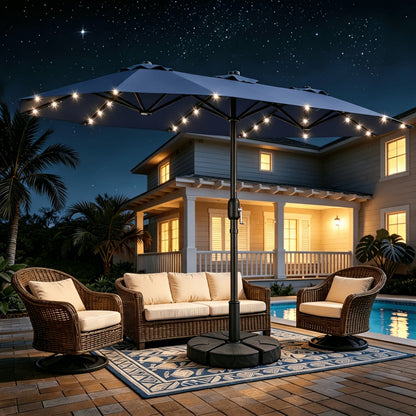 13-Foot Solar LED Patio Umbrella with LED Lighting, Outdoor Market Umbrella detail image - detail view 5