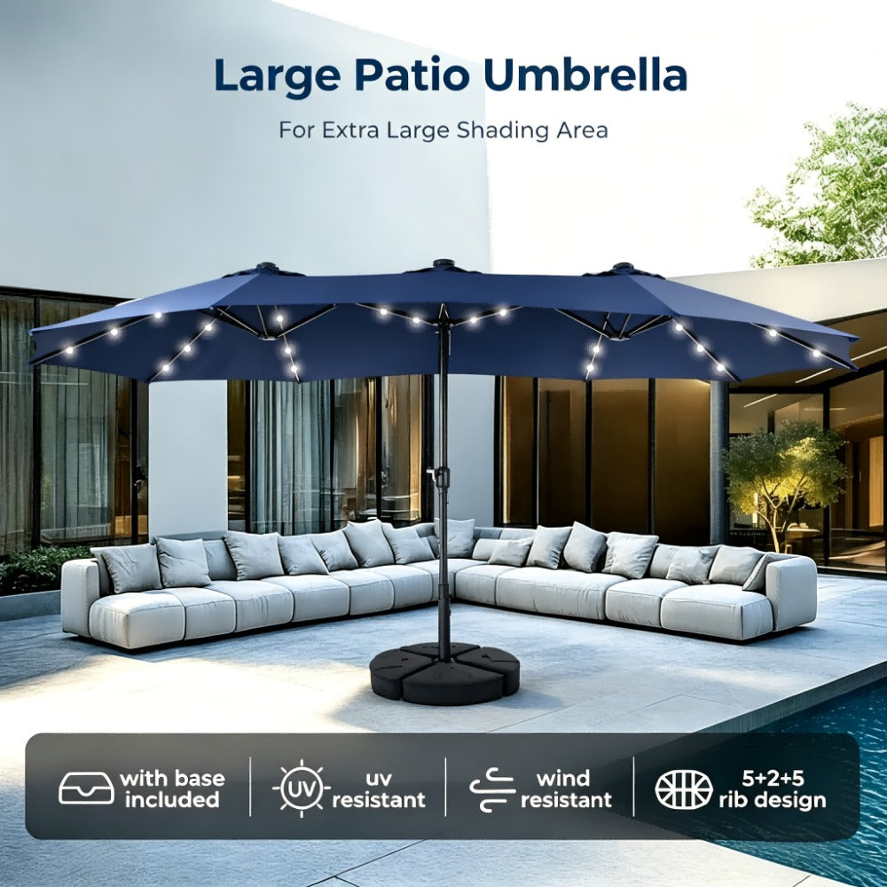 13-Foot Solar LED Patio Umbrella with LED Lighting, Outdoor Market Umbrella detail image - detail view 6
