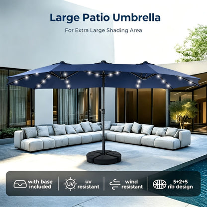 13-Foot Solar LED Patio Umbrella with LED Lighting, Outdoor Market Umbrella detail image - detail view 6