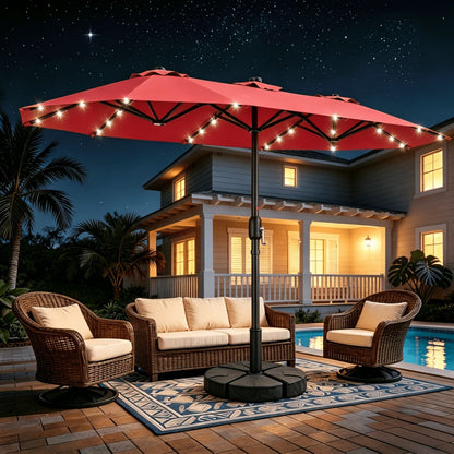 13-Foot Solar LED Patio Umbrella with LED Lighting, Outdoor Market Umbrella detail image - detail view 7