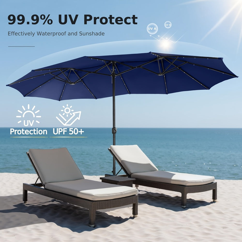 13-Foot Solar LED Patio Umbrella with LED Lighting, Outdoor Market Umbrella detail image - detail view 8