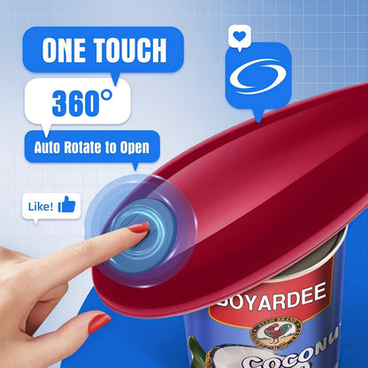 Cordless One-Touch Can Opener in Two Models: Black Big Helper or Red Master Opener Selection