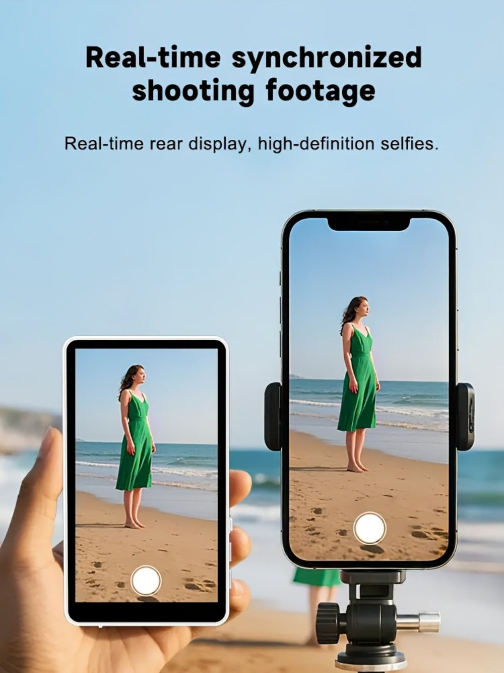 Magnetic Selfie Monitor Screen for Vlogging & Live Streaming, Rear-Facing Main Camera Display for iPhone & Android