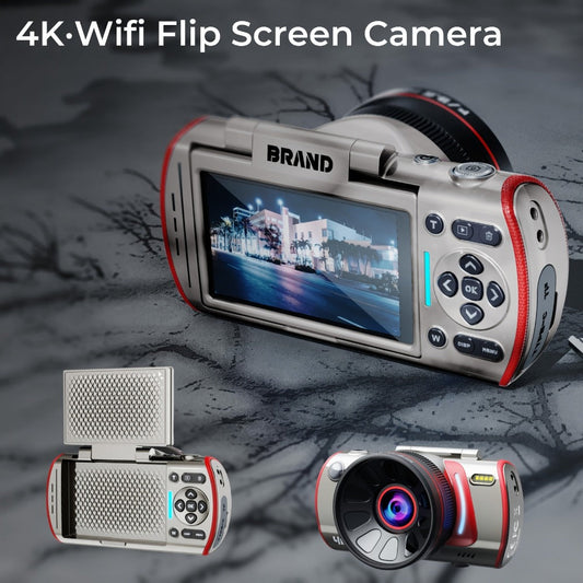 4K Vlogging Camera 48MP Digital Camera with WiFi 3" 180° Flip Screen 16x Zoom Auto Focus Anti-Shake Built-in Fill Light for YouTube Live Streaming Beginners with 32GB SD Card