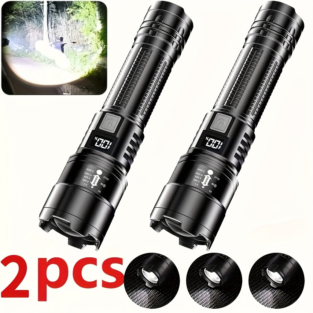 Flashlight 800-Lumen Zoomable Rechargeable Torch with 150m Range in 2, 4 or 8-Piece Packs for Outdoor Use
