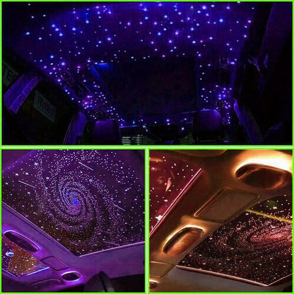Fiber Optic Star Ceiling Light Kit 1000pcs, 0.5mm x 78.74" RGBW Car Roof Headliner Starlight Kit with App & 24-Key Remote Control, Color Changing Twinkle Lights for Car Interior Home Theater Bedroom