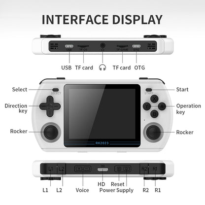 Handheld Game Console Powkiddy RK2023 with 3.5-Inch IPS, 640x480 resolution, 16GB+64GB or 16GB+128GB Options, 3500mAh Battery, Linux