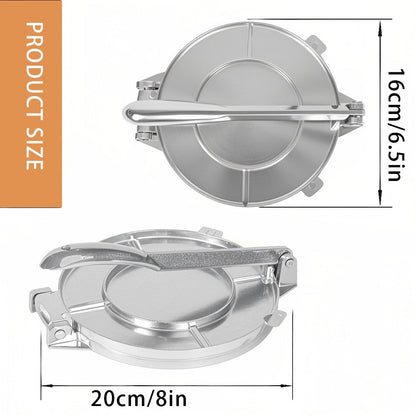 Manual Tortilla and Dough Press in 6.5- or 8-Inch Black Cast-Iron-Style Configurations for Flatbread Prep