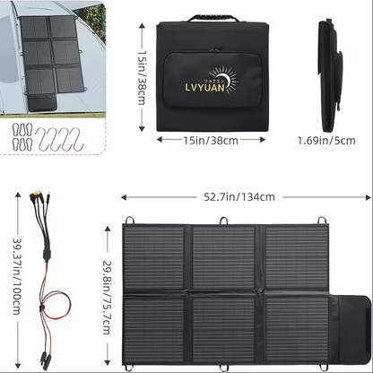 Foldable Solar Panel 120W 200W 300W 400W 22.5% High Efficiency Monocrystalline Portable Outdoor Solar Charger for Camping Boating RV Off-Grid Power Station Hiking Travel