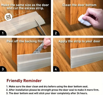 39-Inch Three-Layer Silicone Door Draft Stopper with Adhesive Backing in White, Black, Brown or Clear