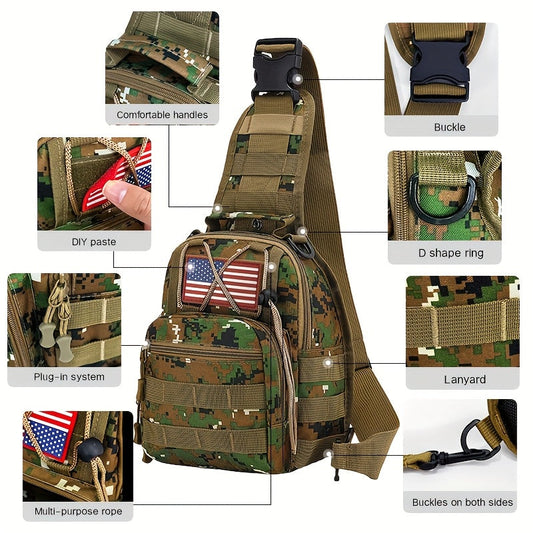 Tactical Sling Backpack Lightweight Military Shoulder Bag – Cycling, Sports, Travel & Daily Use, Zipper Closure, Available in Green, Black, Khaki, Desert, Grey & Jungle Camo