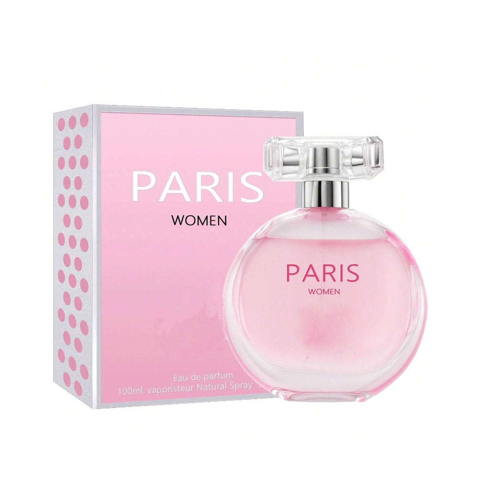Perfume Paris Women Eau de Parfum 100ml in Round Pink Bottle with Gold Cap & Gift-Ready Box