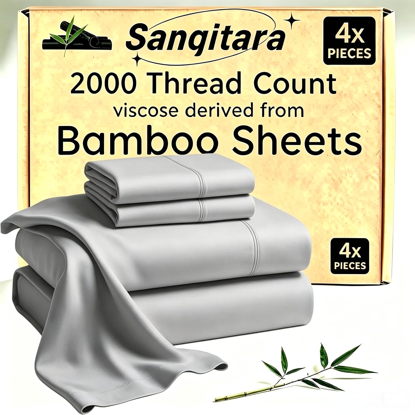 Bamboo-Blend-Style Fitted Sheet in Seven Colors and Twin, Full, Queen or King Checkout Sizes