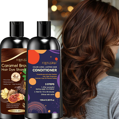 Hair Color Shampoo, YANYUTONG 4-in-1 Color Shampoo and Conditioner Pair in Three Color Options