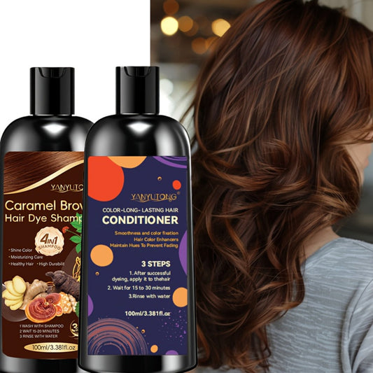 Gray Hair Coverage Shampoo and Conditioner Set — 4-in-1 Hair Dye with Ginger & Herbal Extracts, Long-Lasting Color for Women & Men, Gentle Moisturizing Formula, 3 Shades Available
