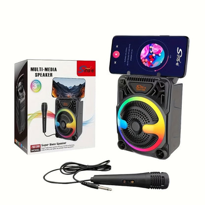 Portable Wireless Karaoke Speaker with Microphone & Bass Boost, TWS Stereo Sound, TF/SD Card Player