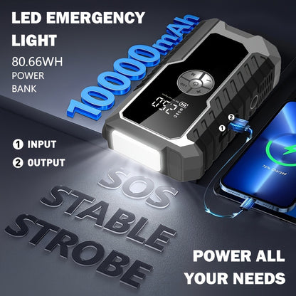 160PSI Air Pump Jump Starter 12V – Portable Car Emergency Starter, LED Light & Battery Charger, Winter Essential, 2 Styles