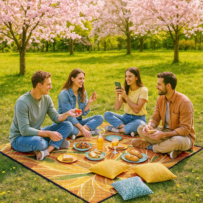 Large Padded Picnic Blanket with Roll-Up Carry Straps and Five Evidence-Bound Pattern Options