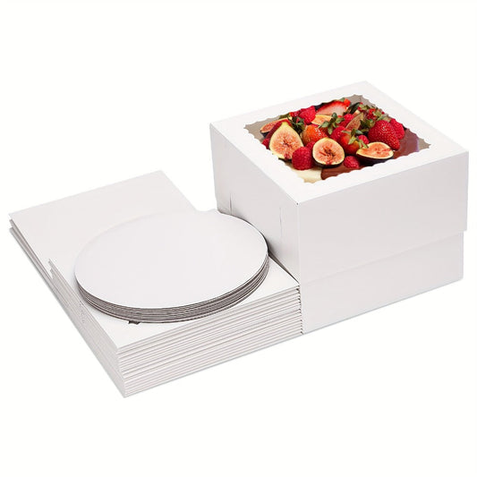 Tall Cake Boxes with Boards 10pcs – Multi-Layer Bakery Gift Box Set 10x10x8in for Birthday Wedding Party