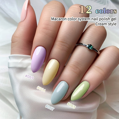 Gel Nail Polish Set with XEIJAYI Label, 12 Candy Macaroon Gel Colors in 0.51oz Square Bottles