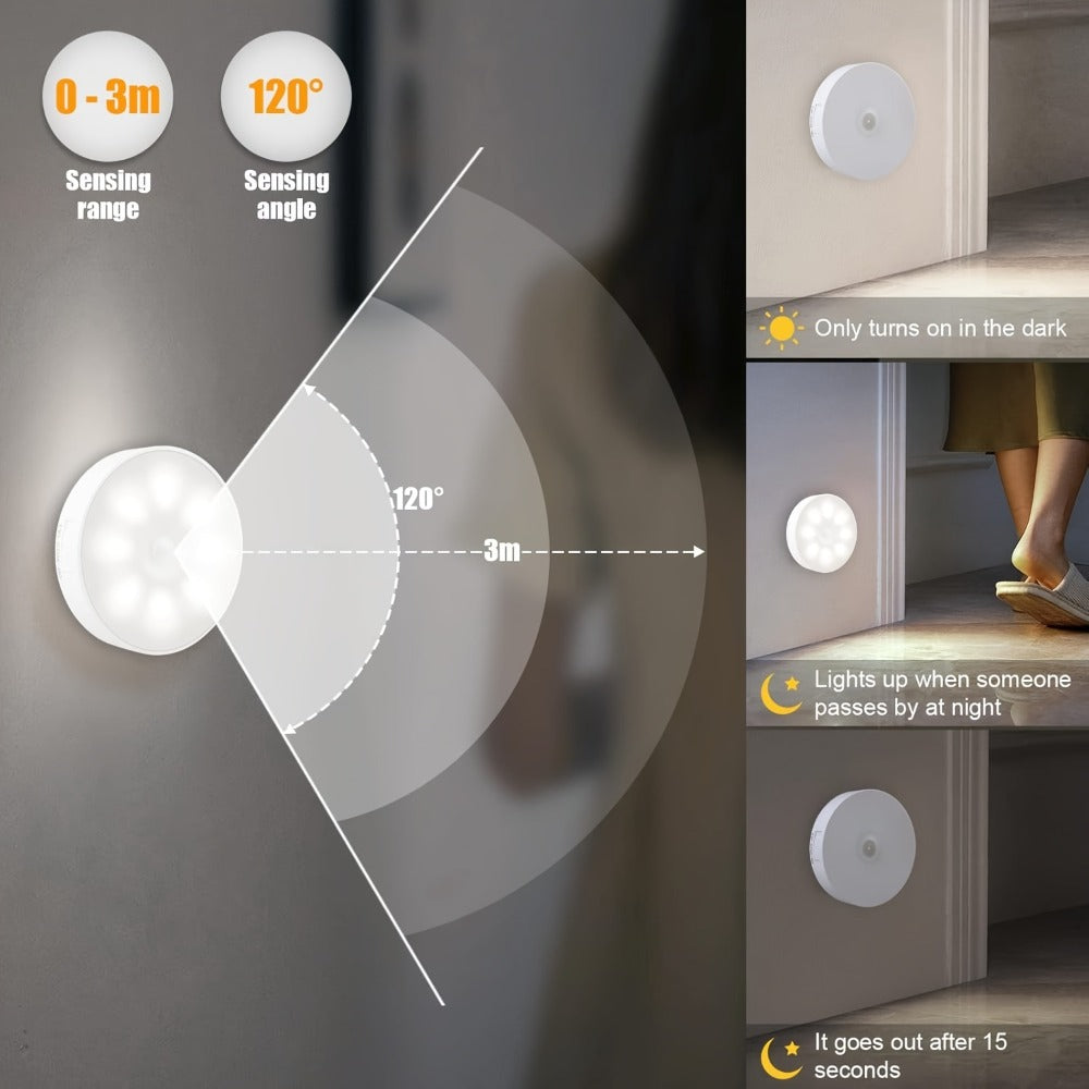 Wireless Motion Sensor Night Light USB Rechargeable - Dimmable Wall Lamp Dual Mode PIR Sensor Magnetic & Adhesive Mount 6 or 12 Pack for Kitchen Hallway Stairs Closet Cabinet Bedroom Bathroom