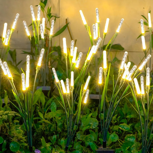 Solar Bubble Pathway Lights Outdoor 4 Pack – IP44 Waterproof Acrylic Reed Stake Lights Auto On/Off Dusk to Dawn | Warm White Solar Powered LED for Garden, Yard, Driveway, Walkway & Patio Decor