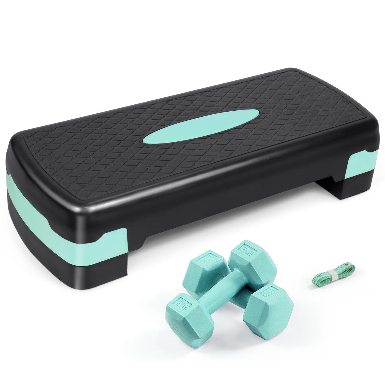 Fitness Equipment WF Aerobic Step Platform with Two Height Levels Dumbbells and Measuring Tape Set