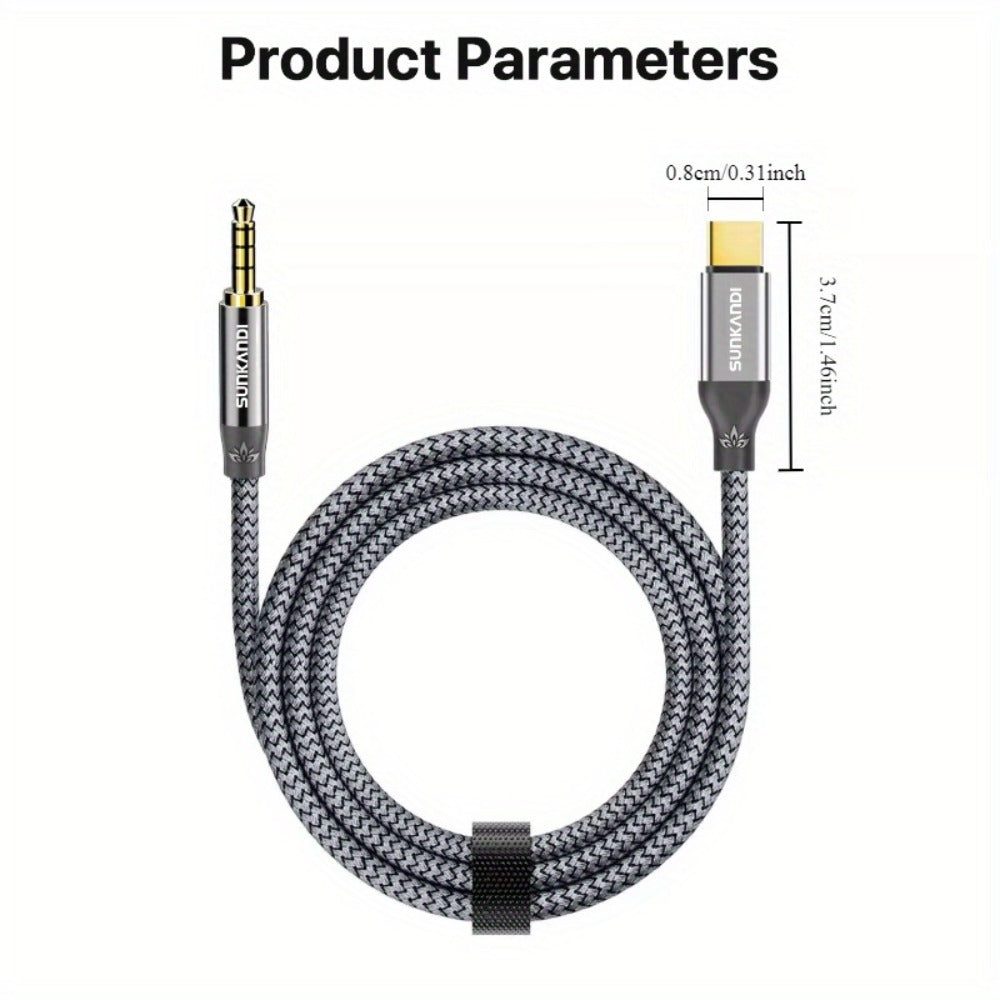 USB-C to 3.5 mm Audio Adapter with DAC and TRRS Jack for Phone, Tablet, Laptop and Car Audio Connections