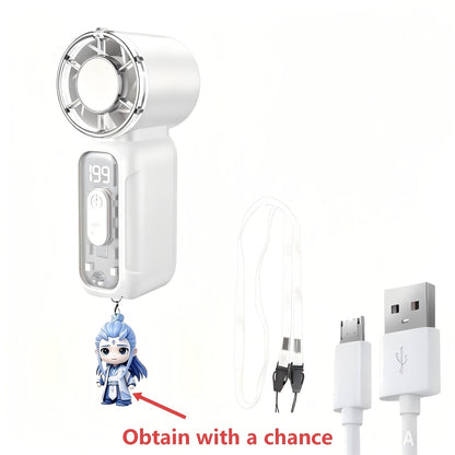 Foldable Handheld Fan with Contact Cooling Plate, Digital Display, 1-100 Speeds and Six Styles