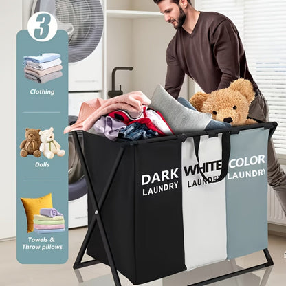 Rectangular Laundry Hamper Basket with Handles – Large Multi-Component Clothes Storage Organizer for Home, College Dorm, Bathroom & Bedroom – Stylish Functional Laundry Basket
