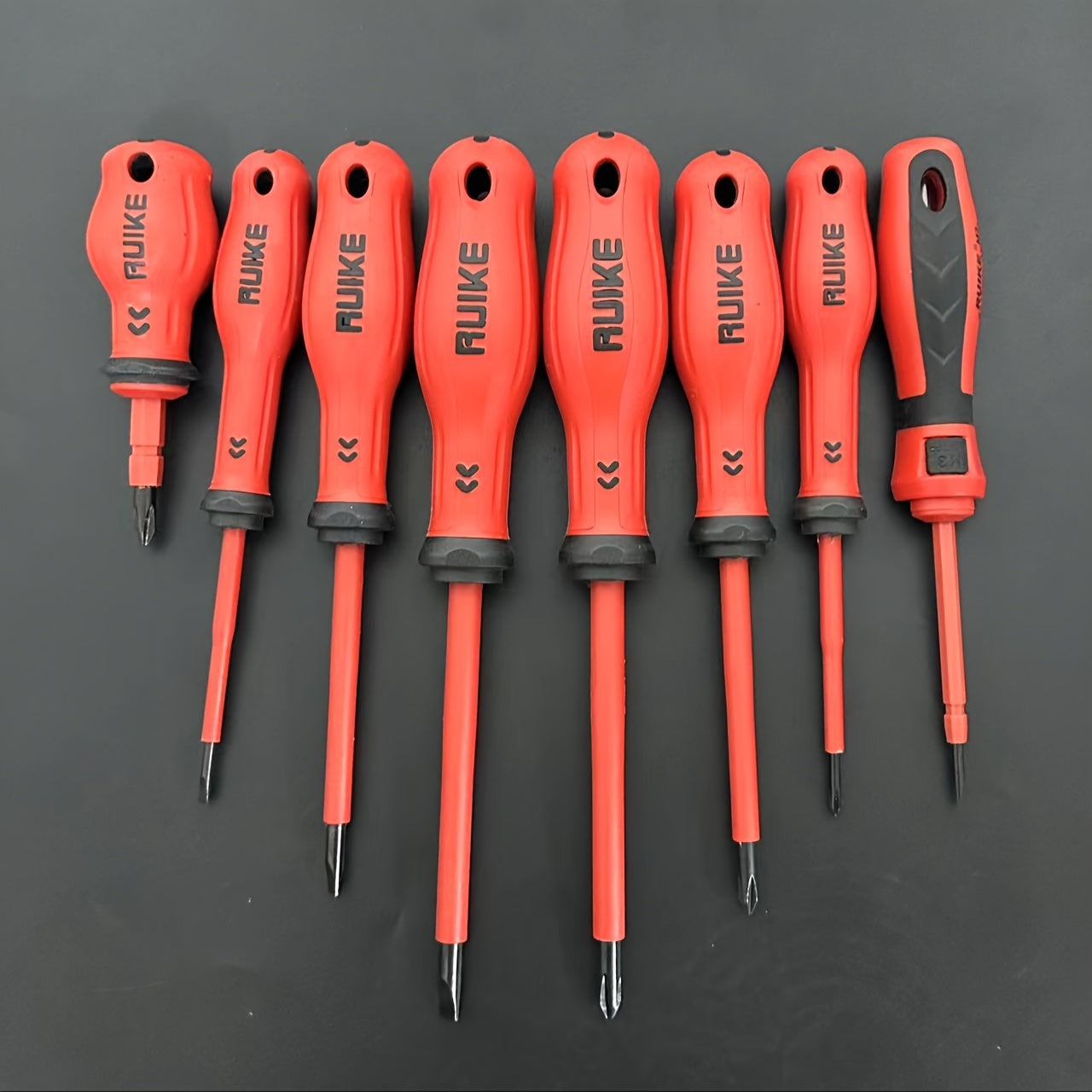 Eight-Piece Magnetic Tip Screwdriver Set with Four Slotted and Four Phillips Tools in Multiple Shaft Lengths