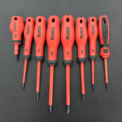 Eight-Piece Magnetic Tip Screwdriver Set with Four Slotted and Four Phillips Tools in Multiple Shaft Lengths