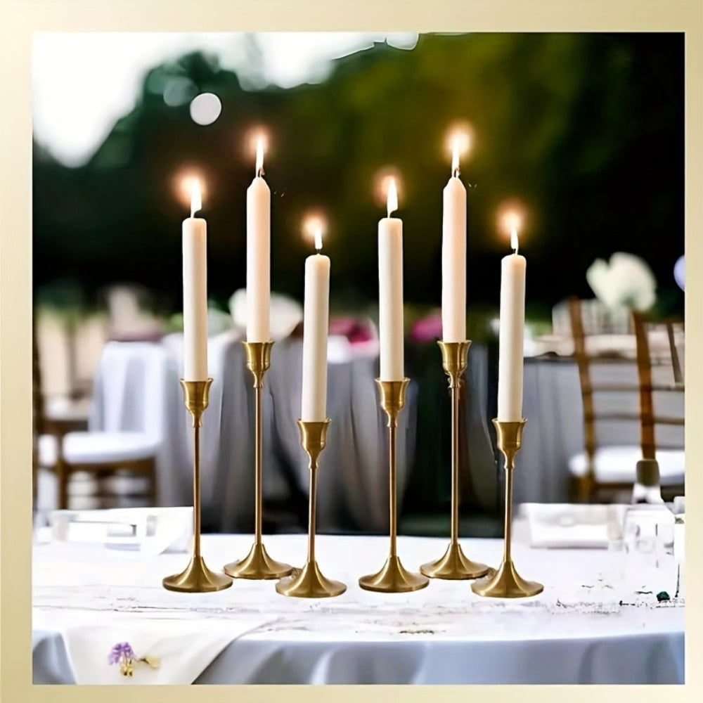 6-Pack Bell-Shaped Metal Candle Holders for Christmas Halloween Weddings – Tabletop Centerpiece Decor, Brass & Matte Black, Multi-Holiday Home Hotel Decoration