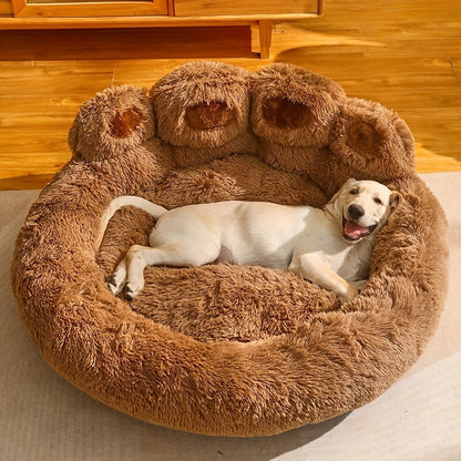 Dog Bed Cat Bed Bear Paw Round Plush Non-Slip – Soft Warm Cuddler Pet Mattress for Puppy, Small, Medium & Large Dogs and Cats, Sizes 20–36 Inch, Colors: Coffee, Pink, Gray