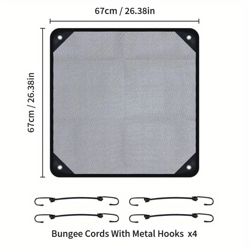 Outdoor Air Conditioner Top Cover, 26 x 26 Inch Mesh Panel with Four Elastic Hook Cords Pictured