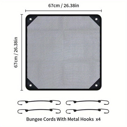 Outdoor Air Conditioner Top Cover, 26 x 26 Inch Mesh Panel with Four Elastic Hook Cords Pictured