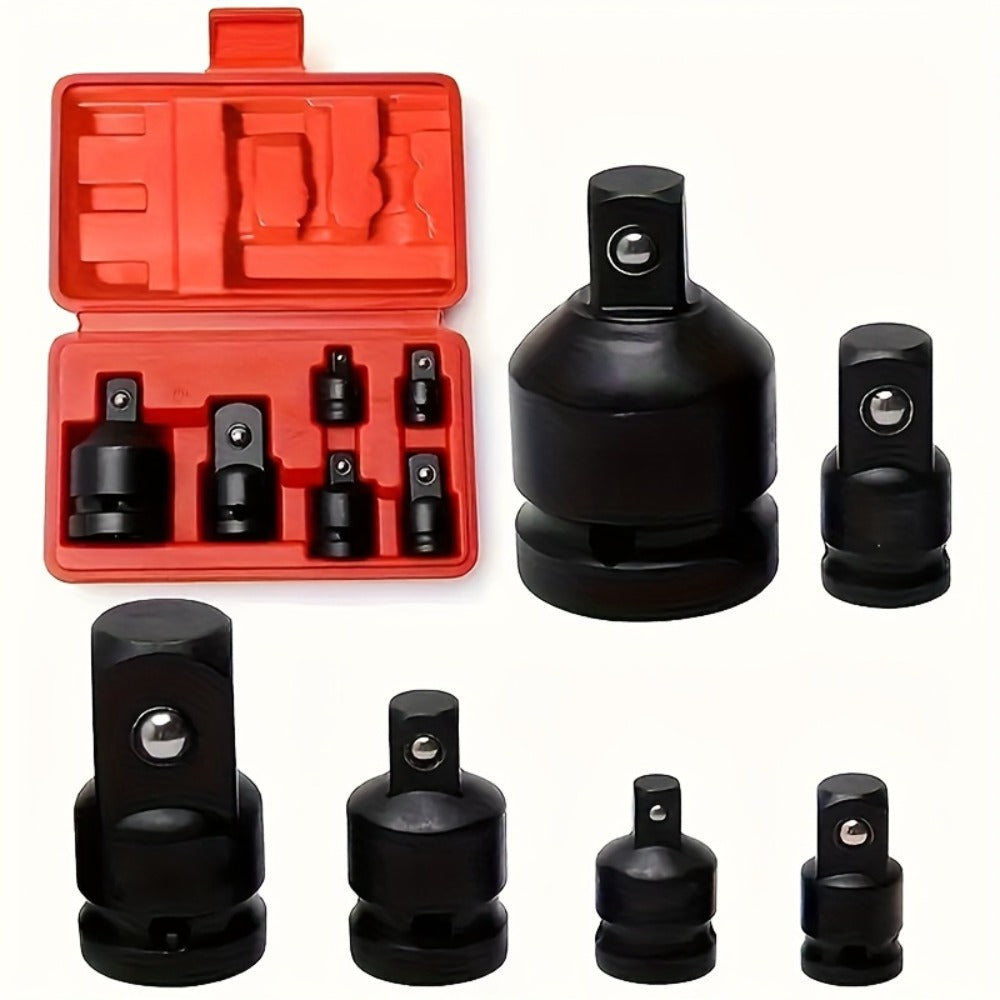 Impact Adapter & Reducer Set 6-Piece – 1/4" 3/8" 1/2" 3/4" Female-to-Male Air Square Drive Conversion Tool | Chrome Molybdenum Steel with Protective Cover | Auto Repair & Mechanical Work