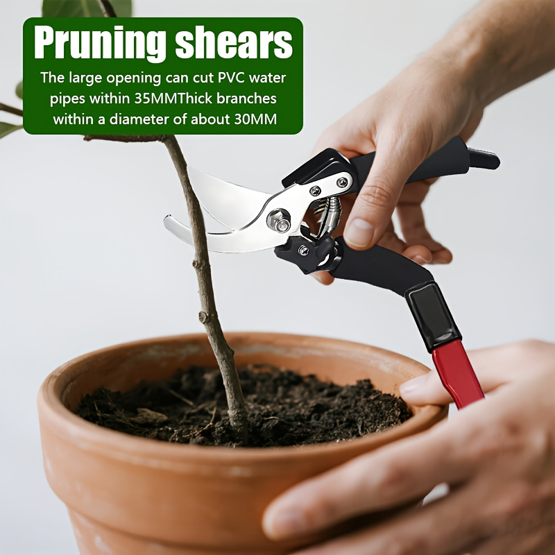 Stainless Steel Pruning Shears, 8.27 Inches with Sharpening Stone in One- or Two-Set Options