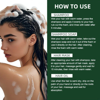 Four-Piece Usman Grass Hair Care Kit with 120g Shampoo Bar, Oil and Mask Container Formats