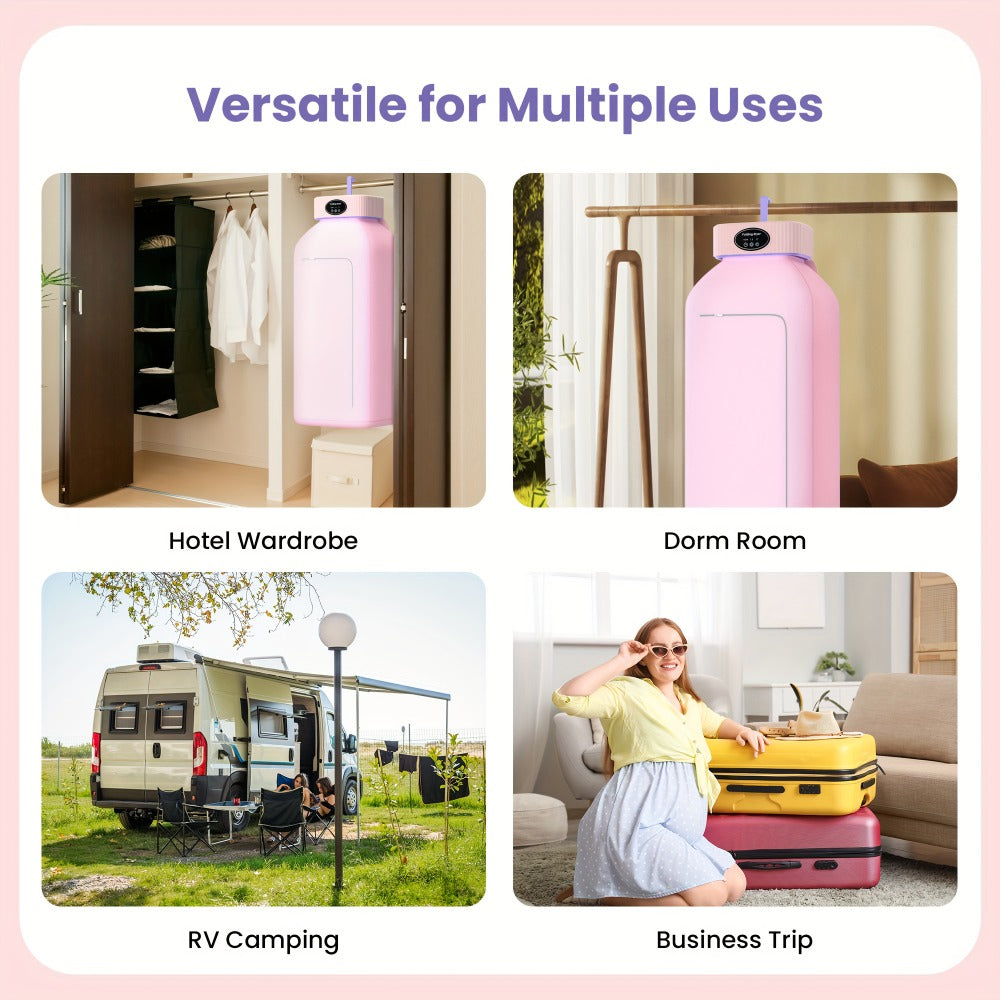 Portable Clothes Dryer with Tall Foldable Fabric Cabinet in Pink, Khaki or Purple Checkout Colors