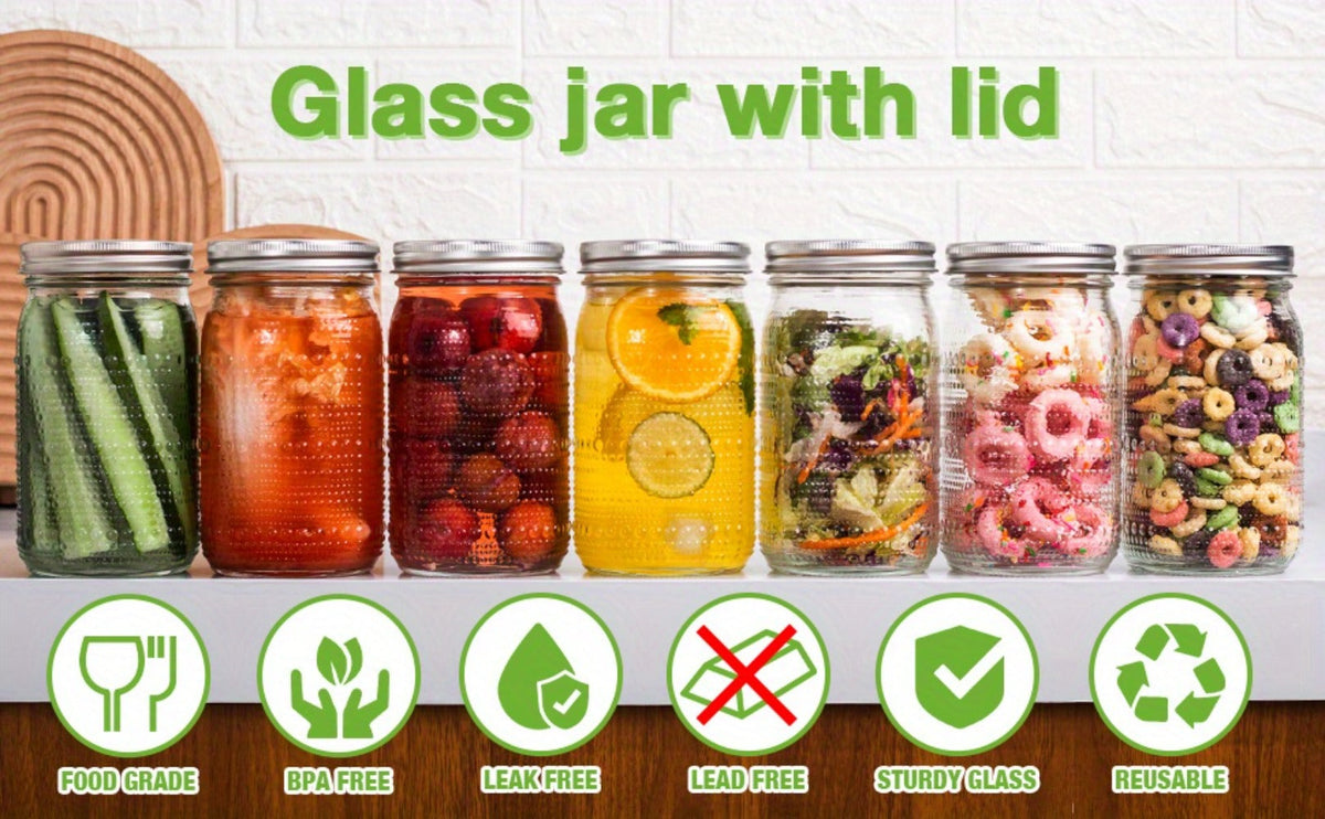 Mason Jars 32 oz Wide Mouth with Lids 4 Pack, Glass Canning Jars for Food Storage, Meal Prep, Pickling
