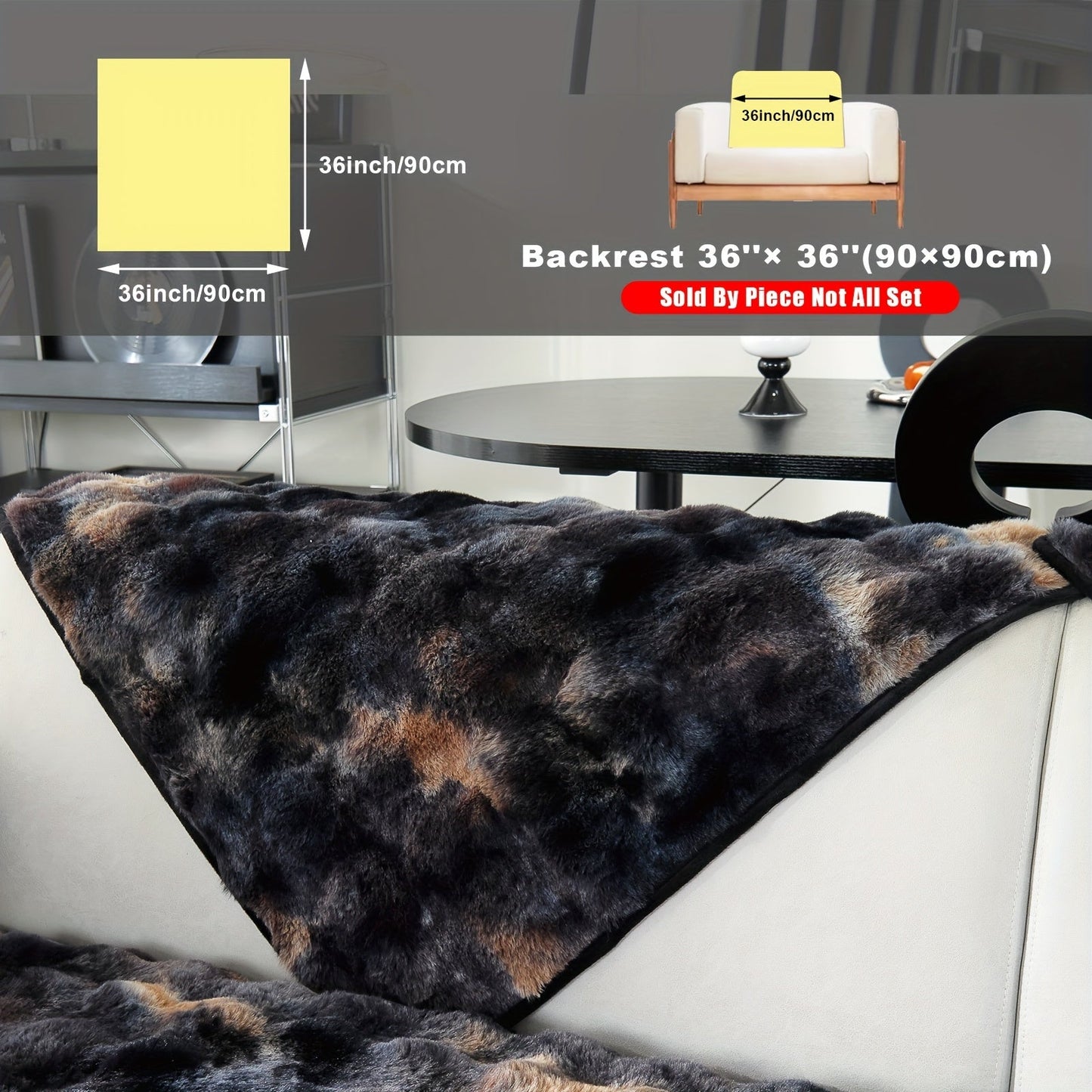 Sofa Cover, Faux-Lamb Plush Gradient Couch Pad in Five Colors with Armchair, Backrest and Seat Sizes