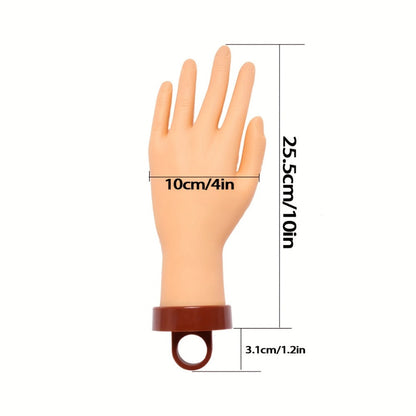 Flexible Nail Practice Hand Model with Clamp-On Desktop Stand, 10-Inch Pictured Hand and Swivel Base