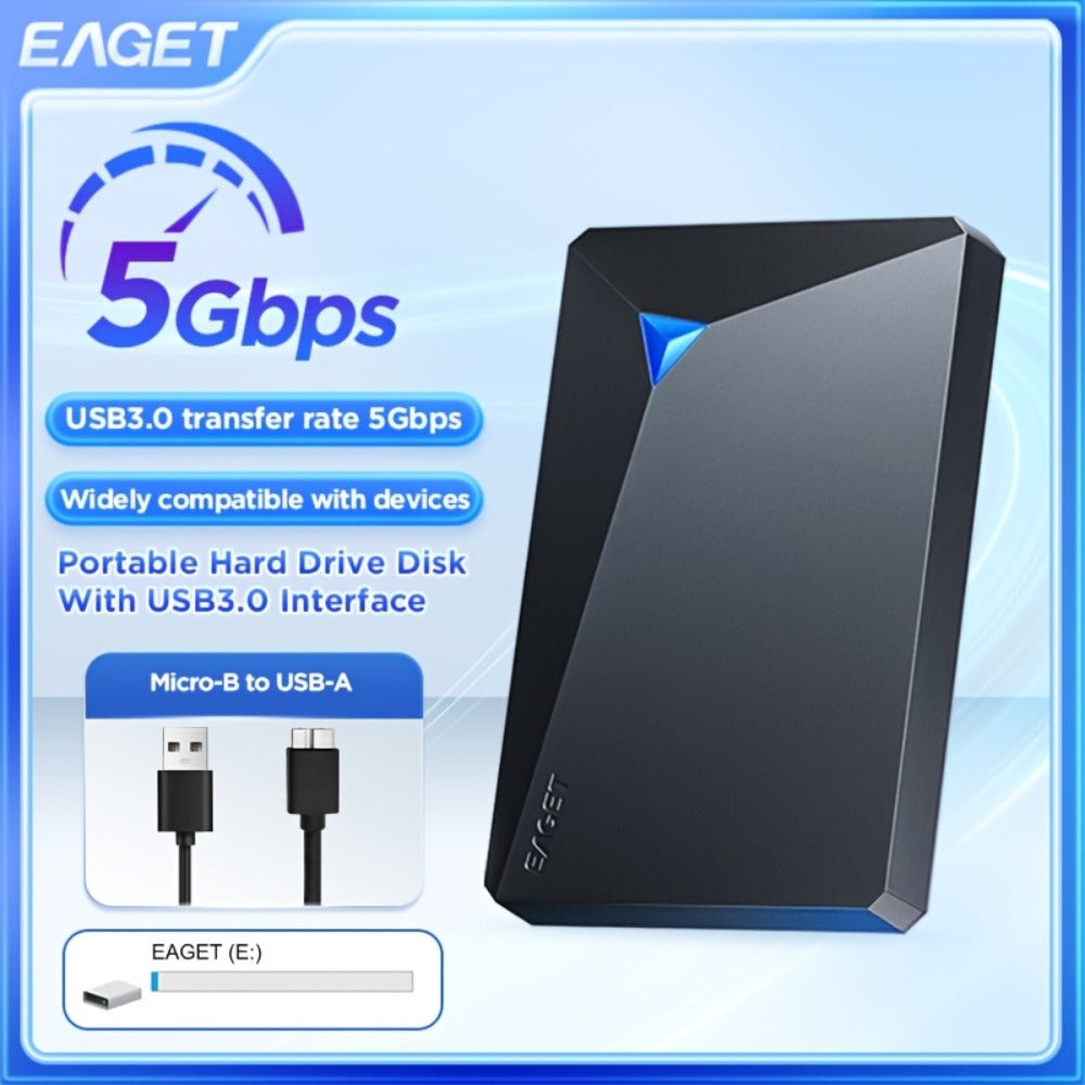 Portable External Hard Drive USB 3.0 High-Speed Mechanical HDD Mobile Backup Storage Plug & Play for PC Desktop MacBook PS4 Xbox Smart TV – EAGET Compact Travel Hard Disk