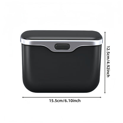 Car Trash Can Leather & ABS – Leak-Proof Auto Garbage Bin with Lid | Dry & Wet Waste | Universal Fit 99% Cars | Includes Garbage Bags | Black & Beige