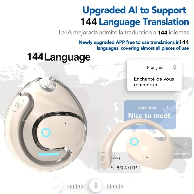 144-Language AI Real-Time Translation Earbuds, Two-Way Interpreter Earphones USB & Battery Rechargeable with Carrying Pouch, for Travel Business Shopping Learning Language Study