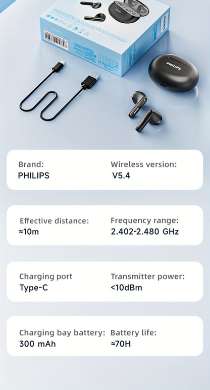 Bluetooth 5.4 Semi-Open Earbuds True Wireless TWS Charging Case Noise Cancelling Mic 20H Playtime Type-C Charging Sports Travel Home Office Wireless Earphones Blue Black White