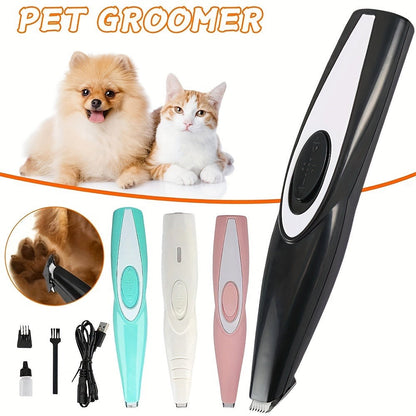 Pet Detail Trimmer, USB-Rechargeable Ceramic-Blade Clipper for Dog and Cat Face, Paw and Ear Areas