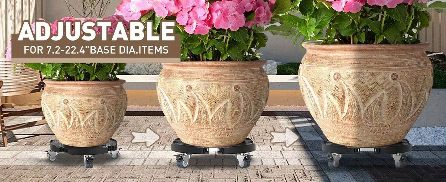 Plant Stand with Wheels 440 lbs – Adjustable 15-22" Heavy Duty Pot Roller with Lockable Swivel Casters for Indoor & Outdoor Planters