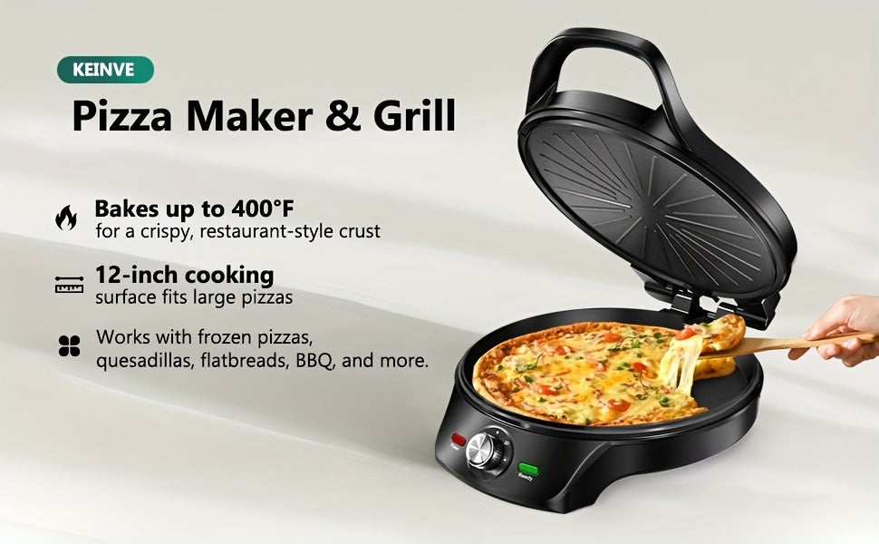 Electric Smokeless Indoor Grill 1500W, 2-in-1 Indoor Grill & Pizza Maker with 30-Min Timer, Auto Shut-Off, 180° Open Flat – BBQ Steak Veggies Quesadilla